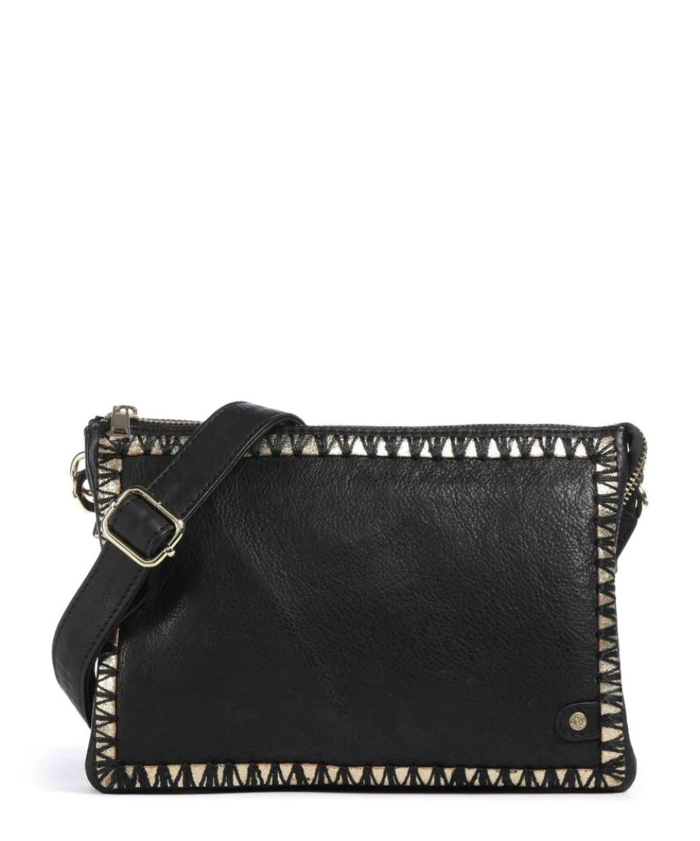 Golden Magic Umhängetasche genarbtes Leder schwarz