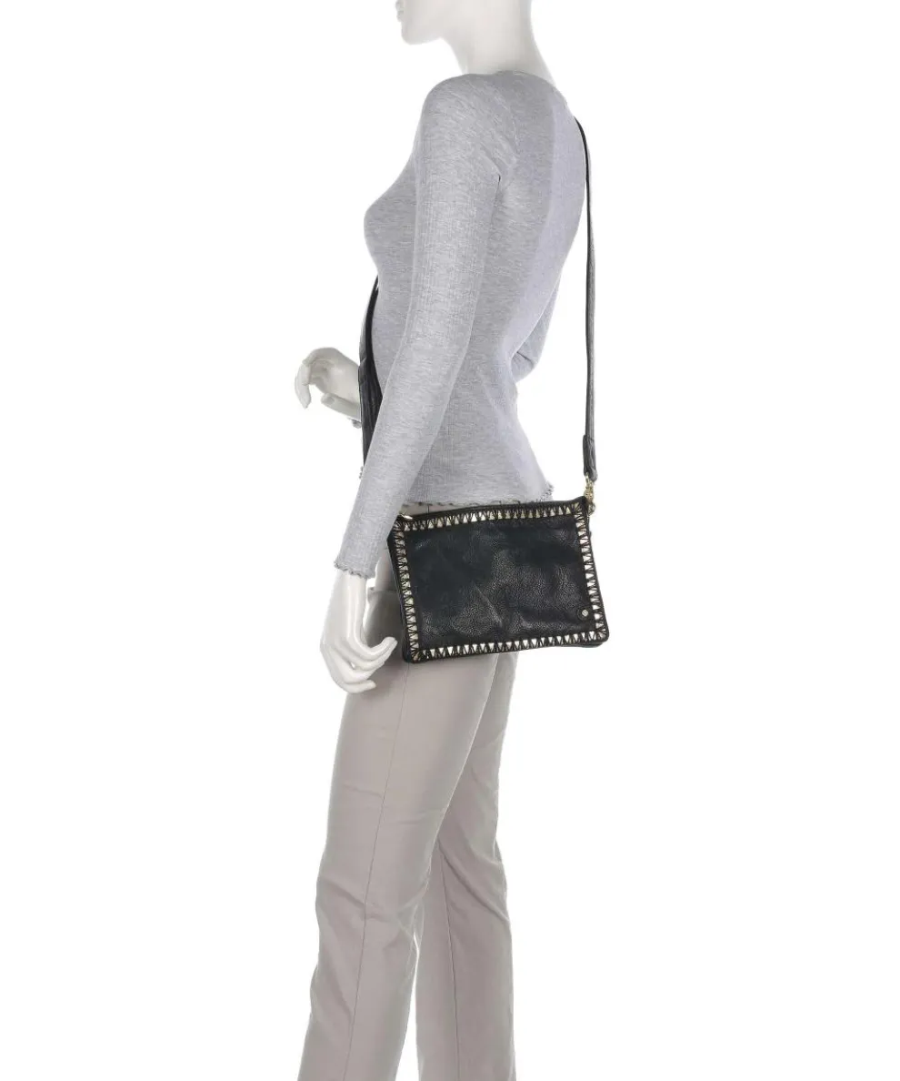 Golden Magic Umhängetasche genarbtes Leder schwarz