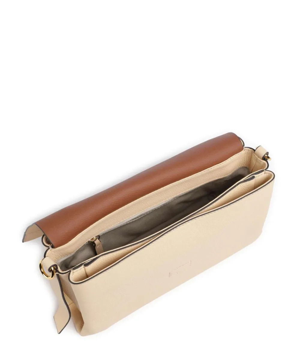 Boheme Grana Double Schultertasche genarbtes Rindsleder natur