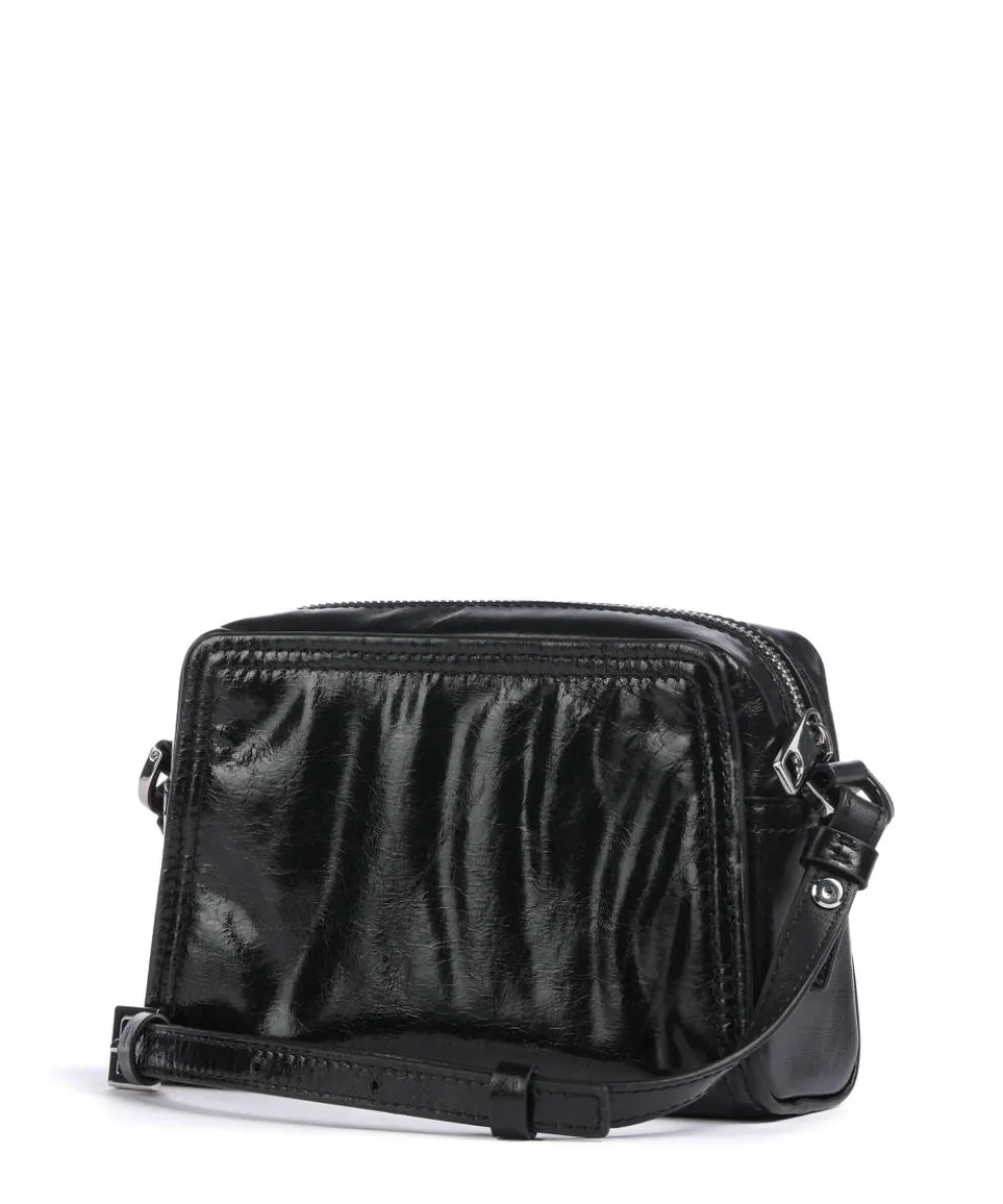 Chudy Paper Touch Crinkle S Umhängetasche Nappa Kalbsleder schwarz