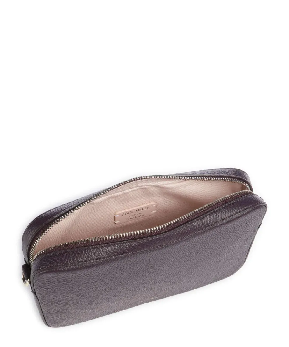 Tebe Schultertasche genarbtes Rindsleder pflaume