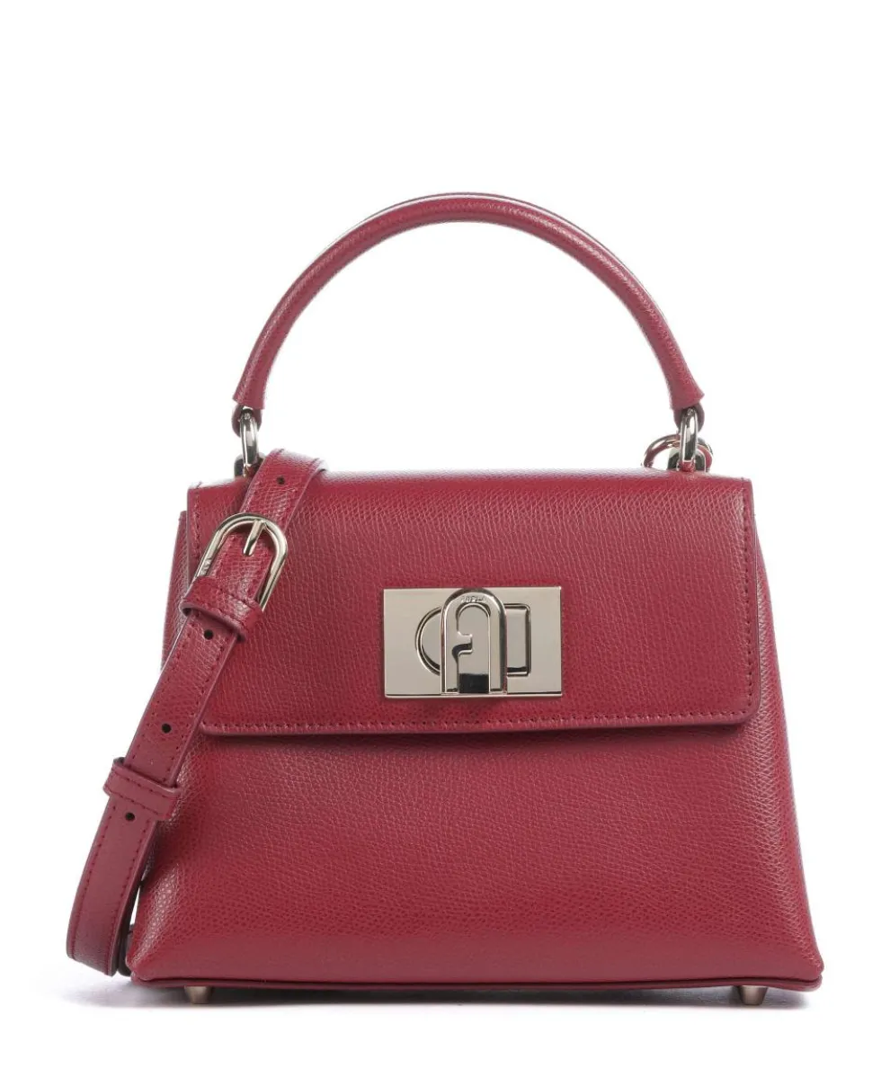 1927 Mini Handtasche genarbtes Leder dunkelrot