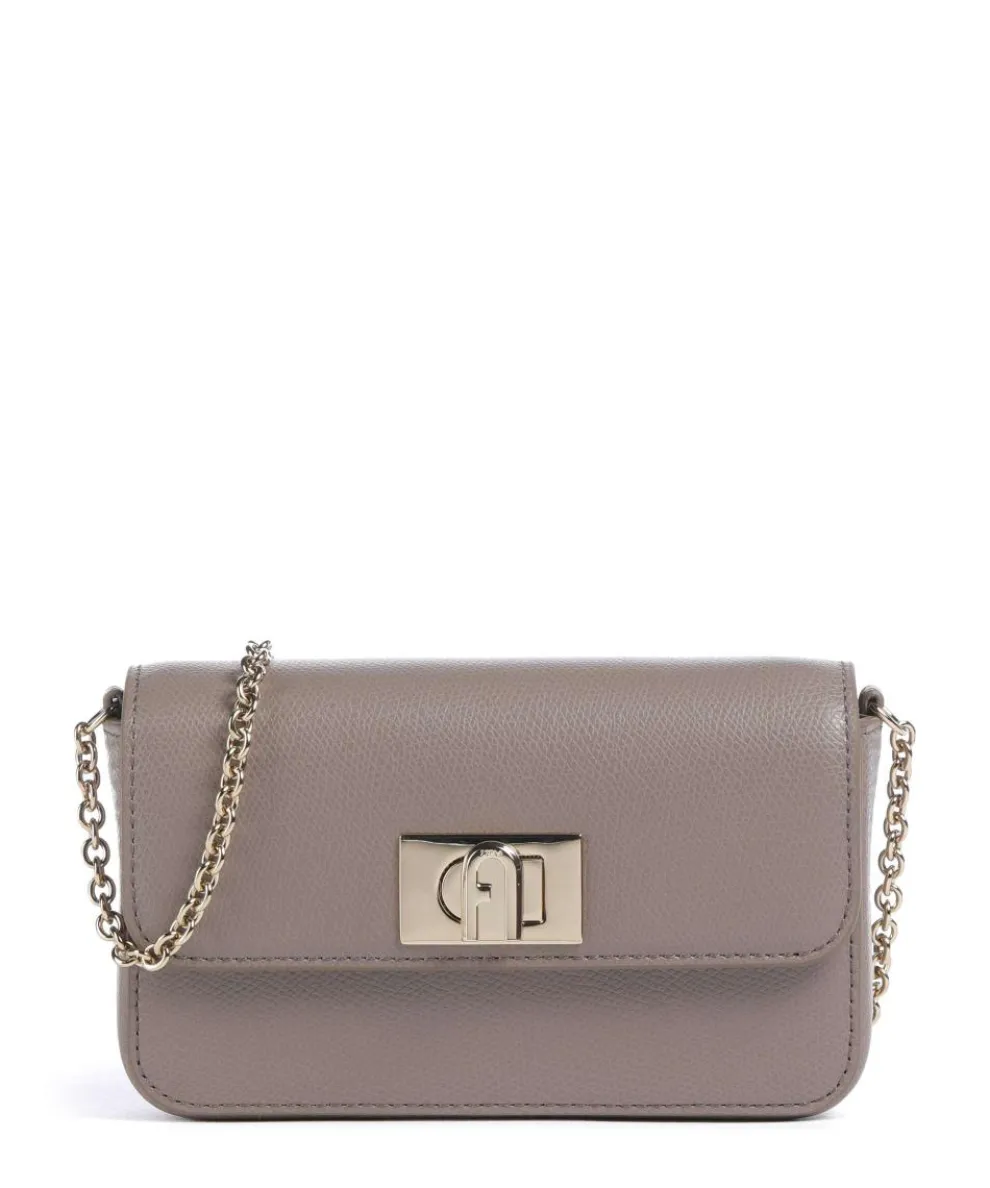 1927 Mini Umhängetasche genarbtes Leder taupe