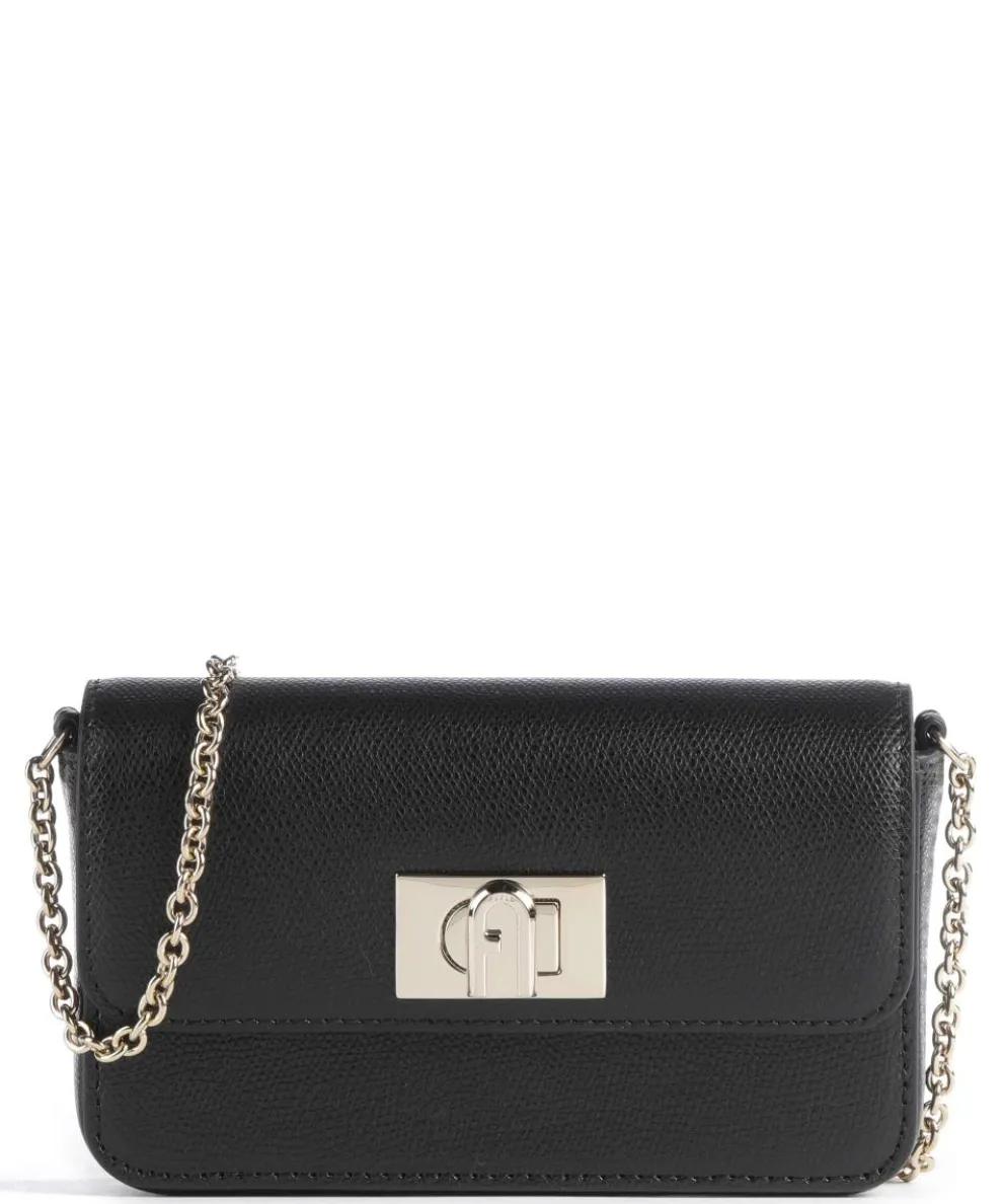 1927 Mini Umhängetasche genarbtes Leder schwarz