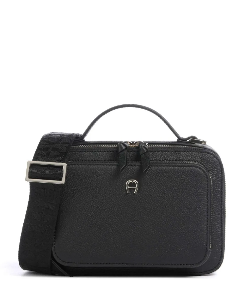 Zita S Umhängetasche genarbtes Rindsleder schwarz