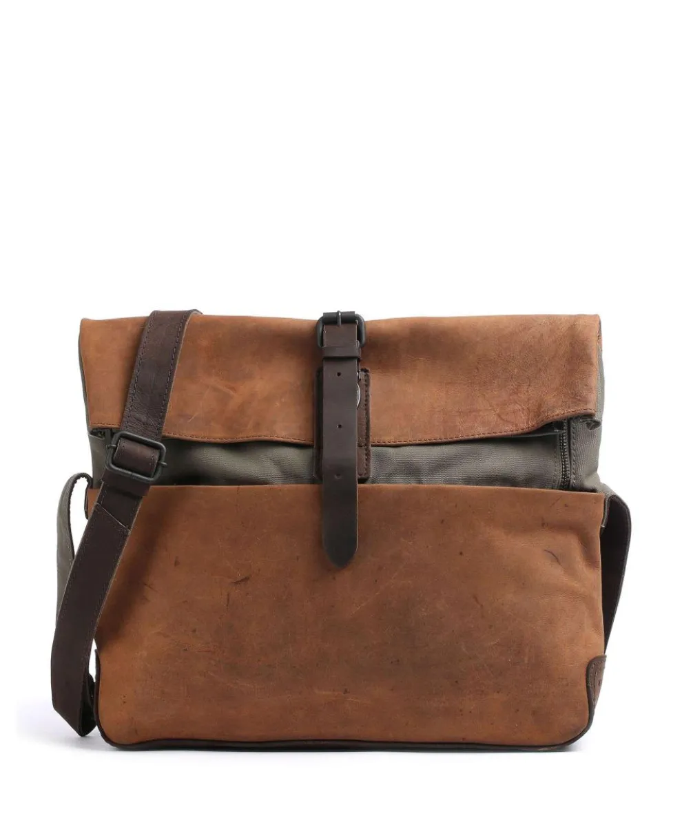 Twister M Aktentasche 13″ Leder, Baumwolle braun