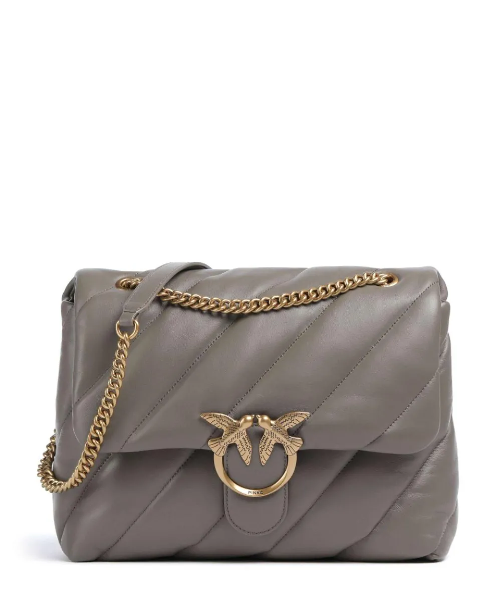 Love Puff Big Schultertasche Schafsleder grau