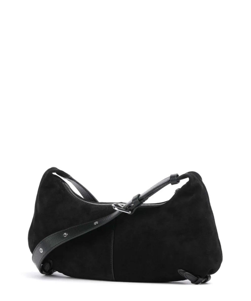 Abigail Suede Schultertasche aufgerautes Leder schwarz