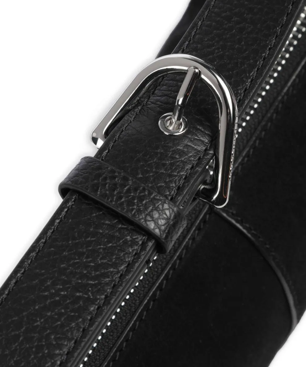 Abigail Suede Schultertasche aufgerautes Leder schwarz