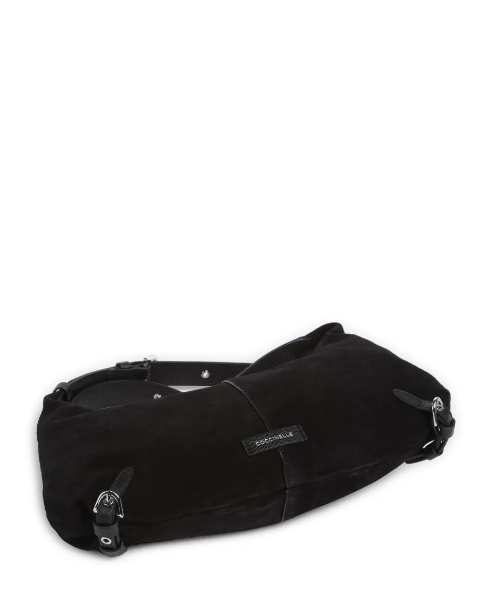 Abigail Suede Schultertasche aufgerautes Leder schwarz