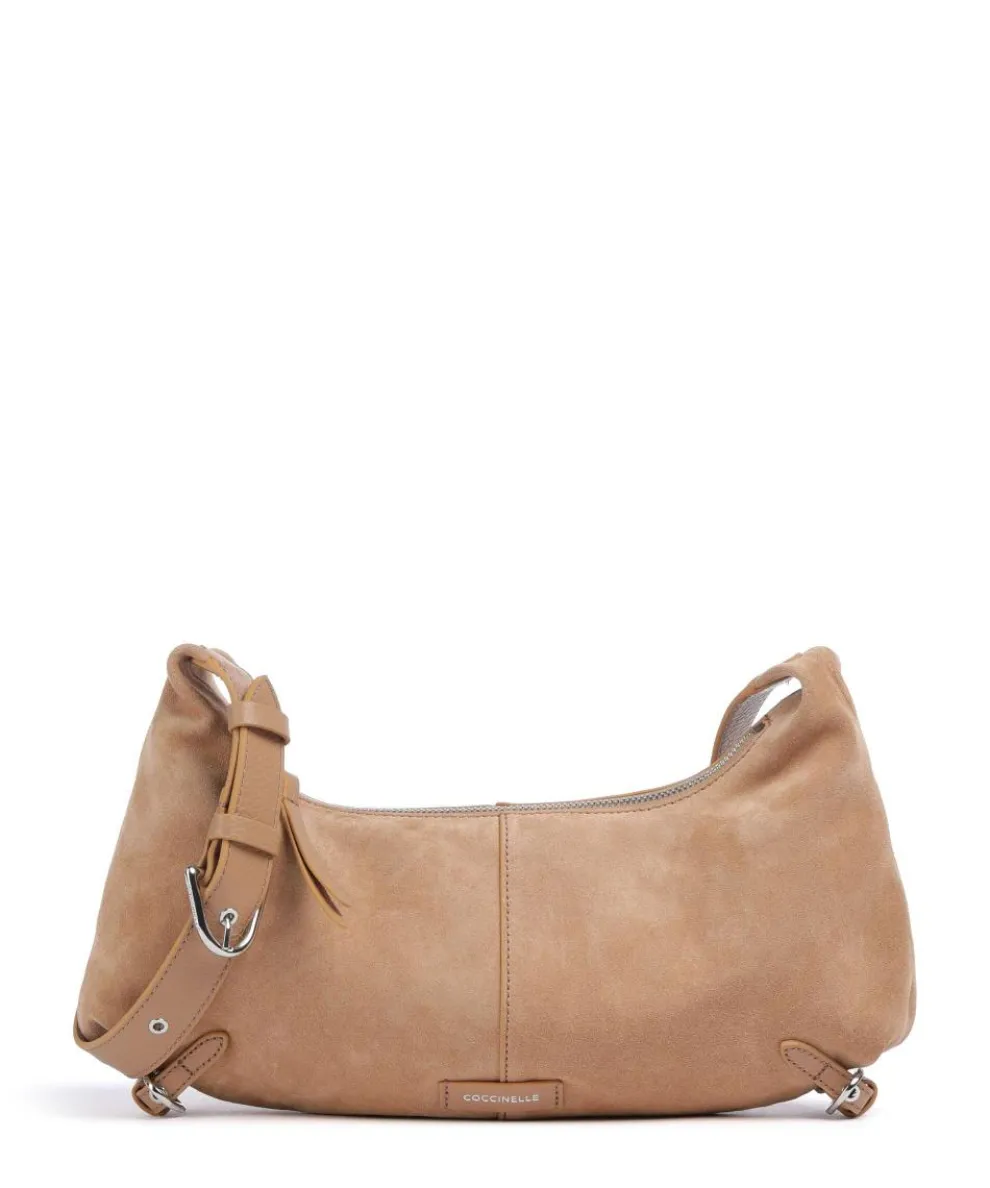 Abigail Suede Schultertasche aufgerautes Leder hellbraun