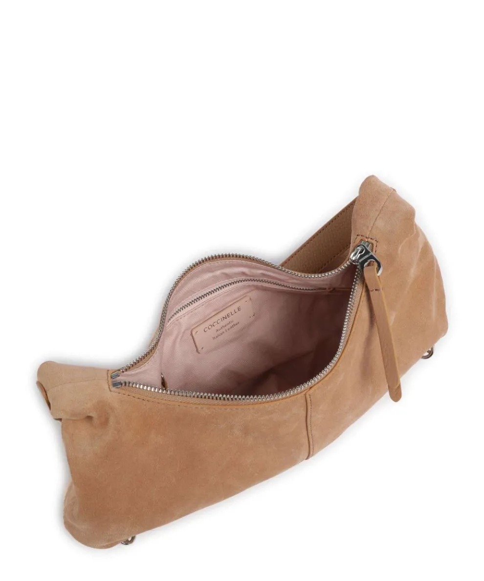 Abigail Suede Schultertasche aufgerautes Leder hellbraun