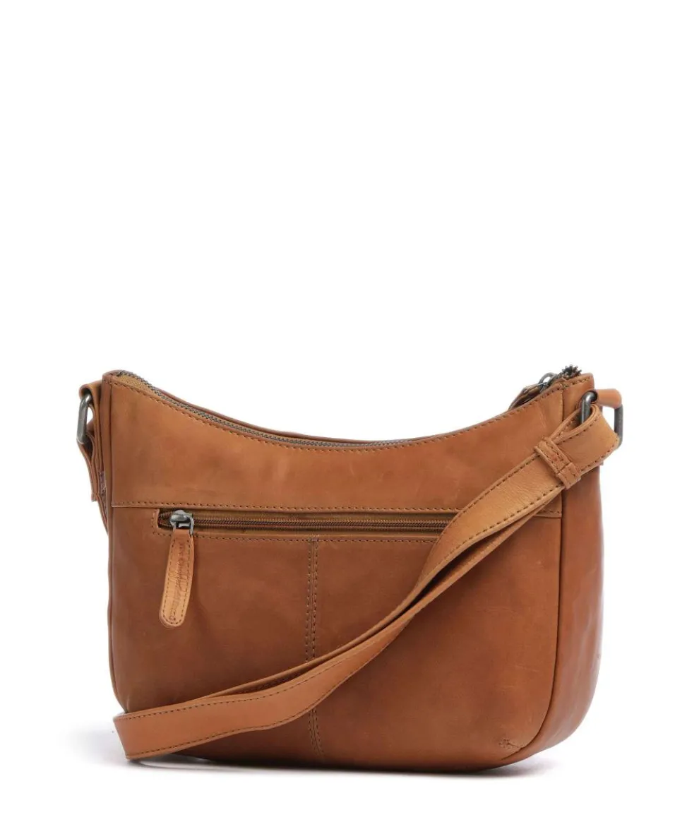 Cow Wax Pull Up Henderson Umhängetasche fein genarbtes Leder cognac