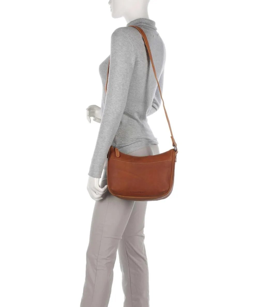 Cow Wax Pull Up Henderson Umhängetasche fein genarbtes Leder cognac