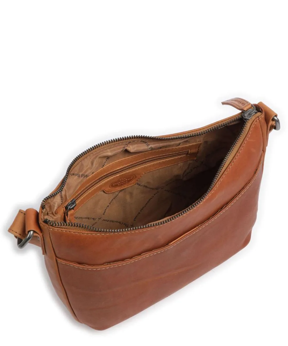 Cow Wax Pull Up Henderson Umhängetasche fein genarbtes Leder cognac