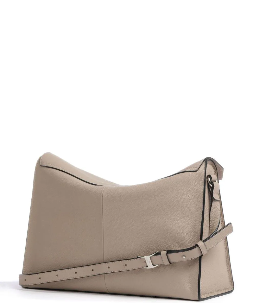Lora Small Pebble M Schultertasche genarbtes Rindsleder beige