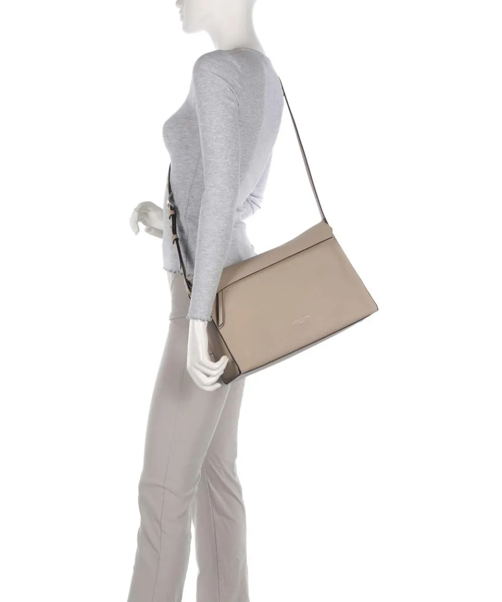 Lora Small Pebble M Schultertasche genarbtes Rindsleder beige