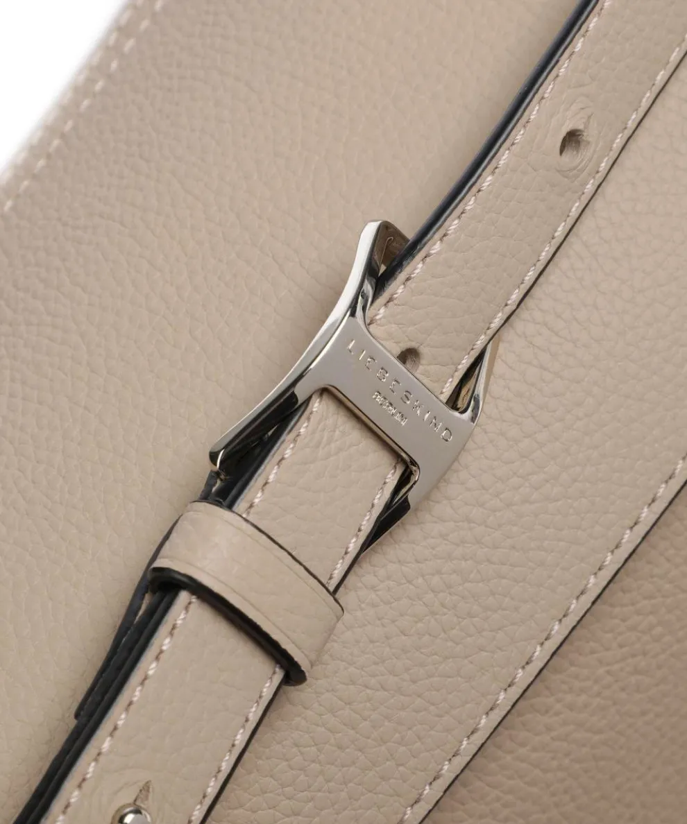 Lora Small Pebble M Schultertasche genarbtes Rindsleder beige