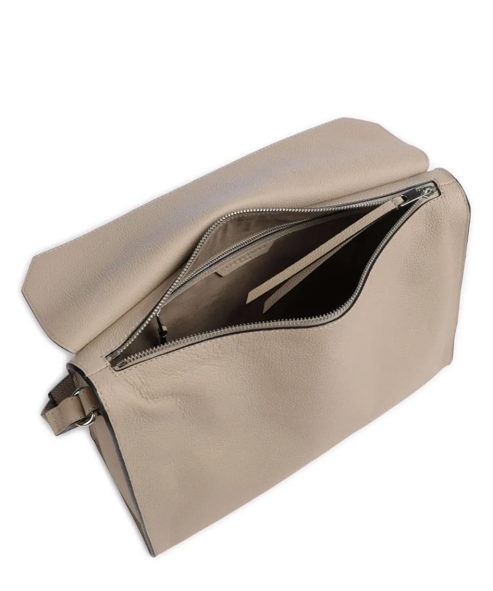 Lora Small Pebble M Schultertasche genarbtes Rindsleder beige