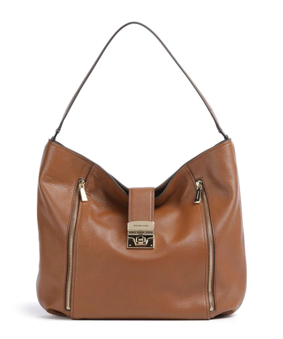 Addie Beuteltasche genarbtes Leder braun