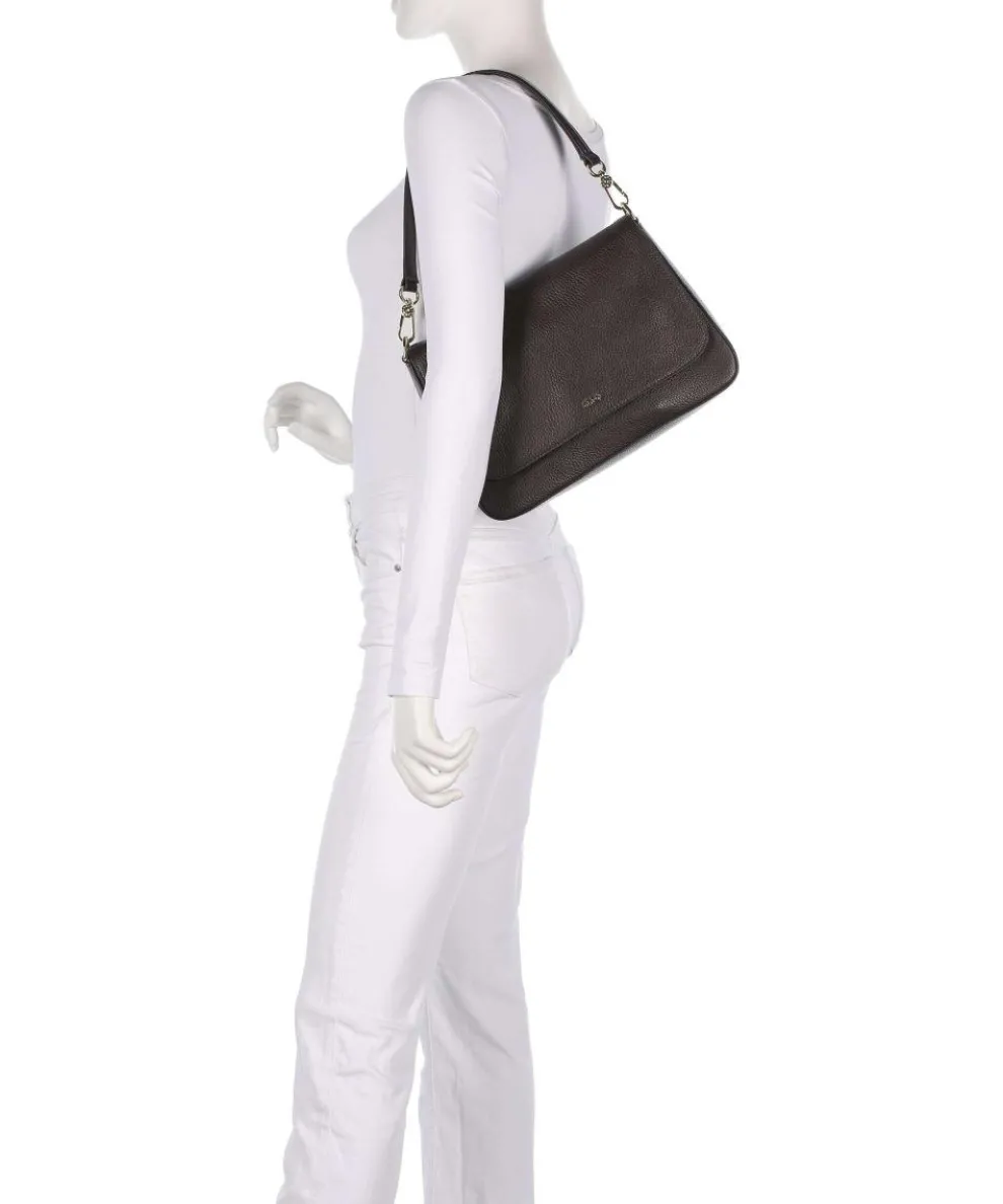 Adria Lulu Schultertasche genarbtes Leder dunkelbraun