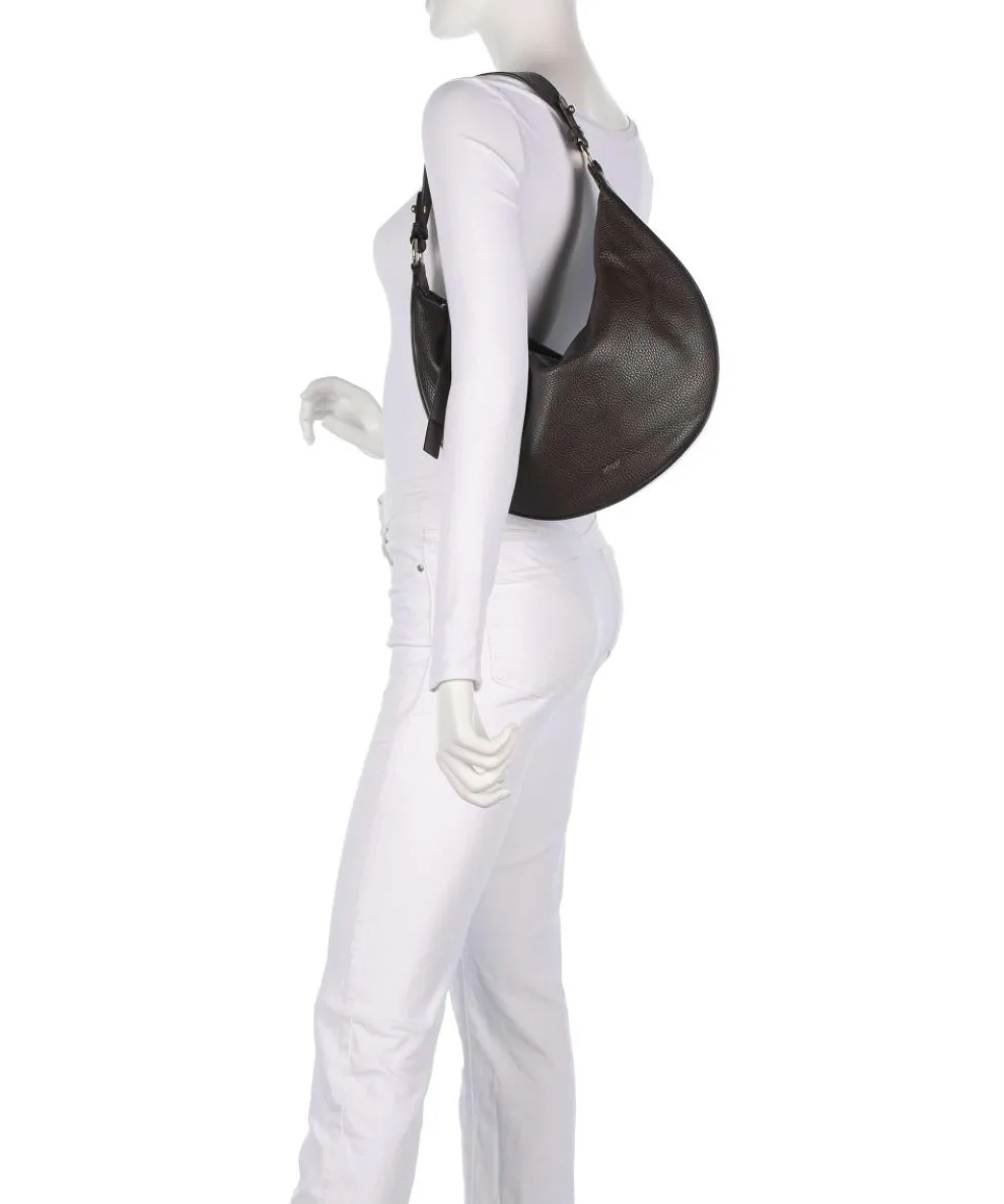 Adria Lulu Small Beuteltasche genarbtes Leder dunkelbraun