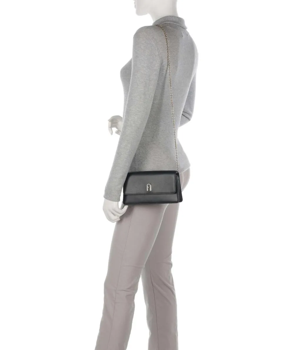 Diamante Mini Umhängetasche fein genarbtes Leder schwarz