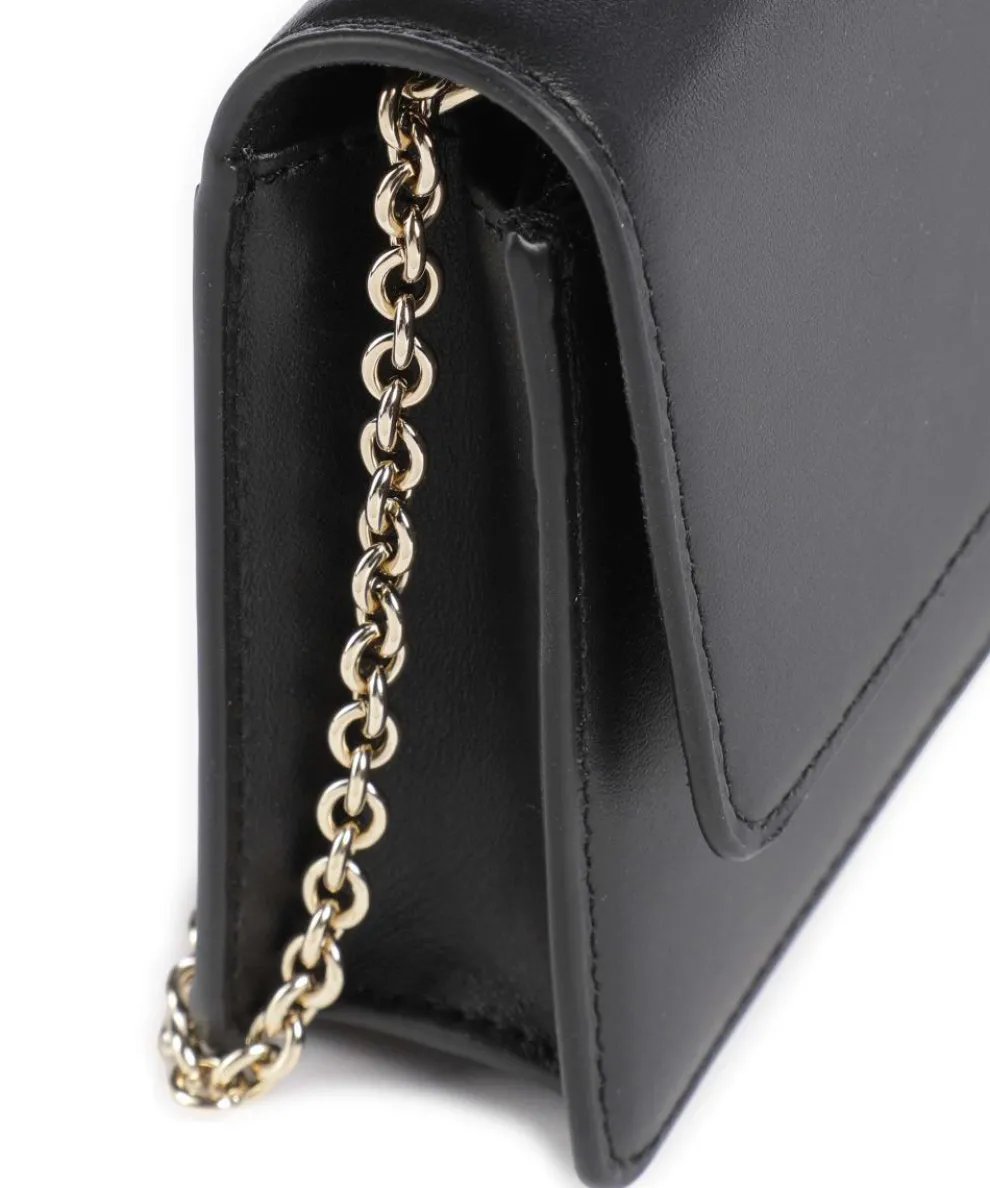 Diamante Mini Umhängetasche fein genarbtes Leder schwarz