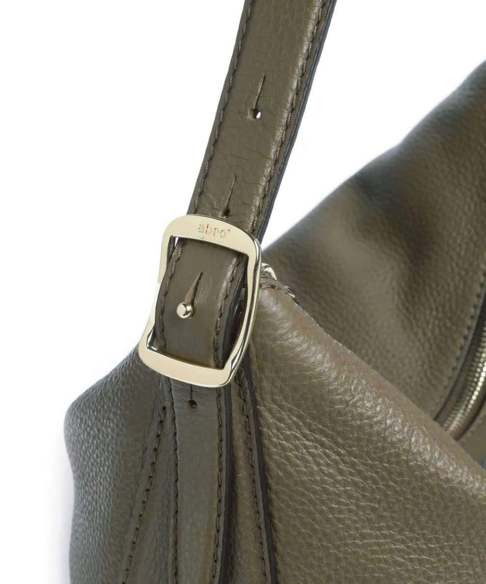 Agave Carina Beuteltasche genarbtes Leder olivgrün