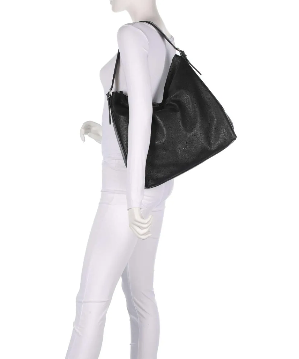 Agave Carina Beuteltasche genarbtes Leder schwarz