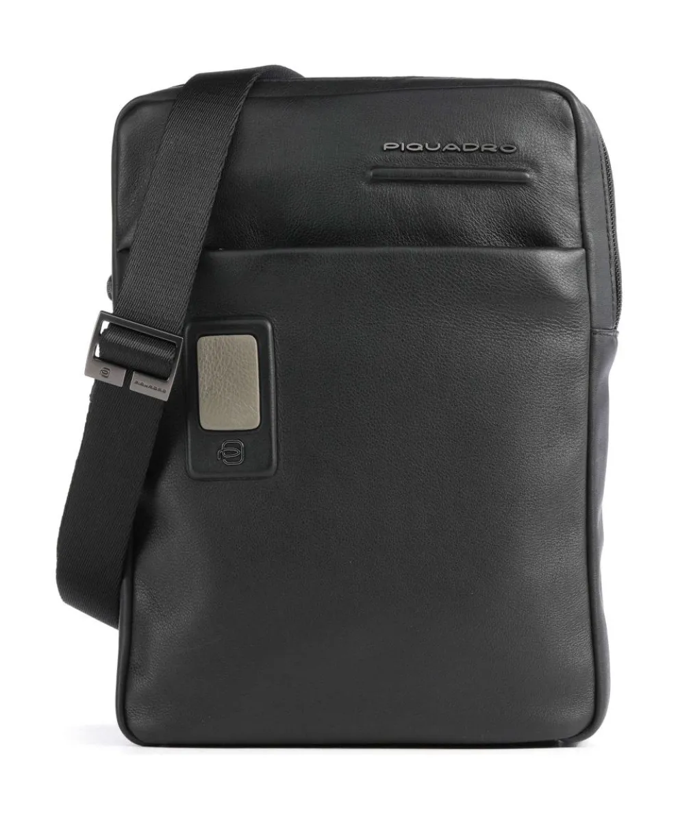 AKRON Umhängetasche 10″ fein genarbtes Rindsleder schwarz