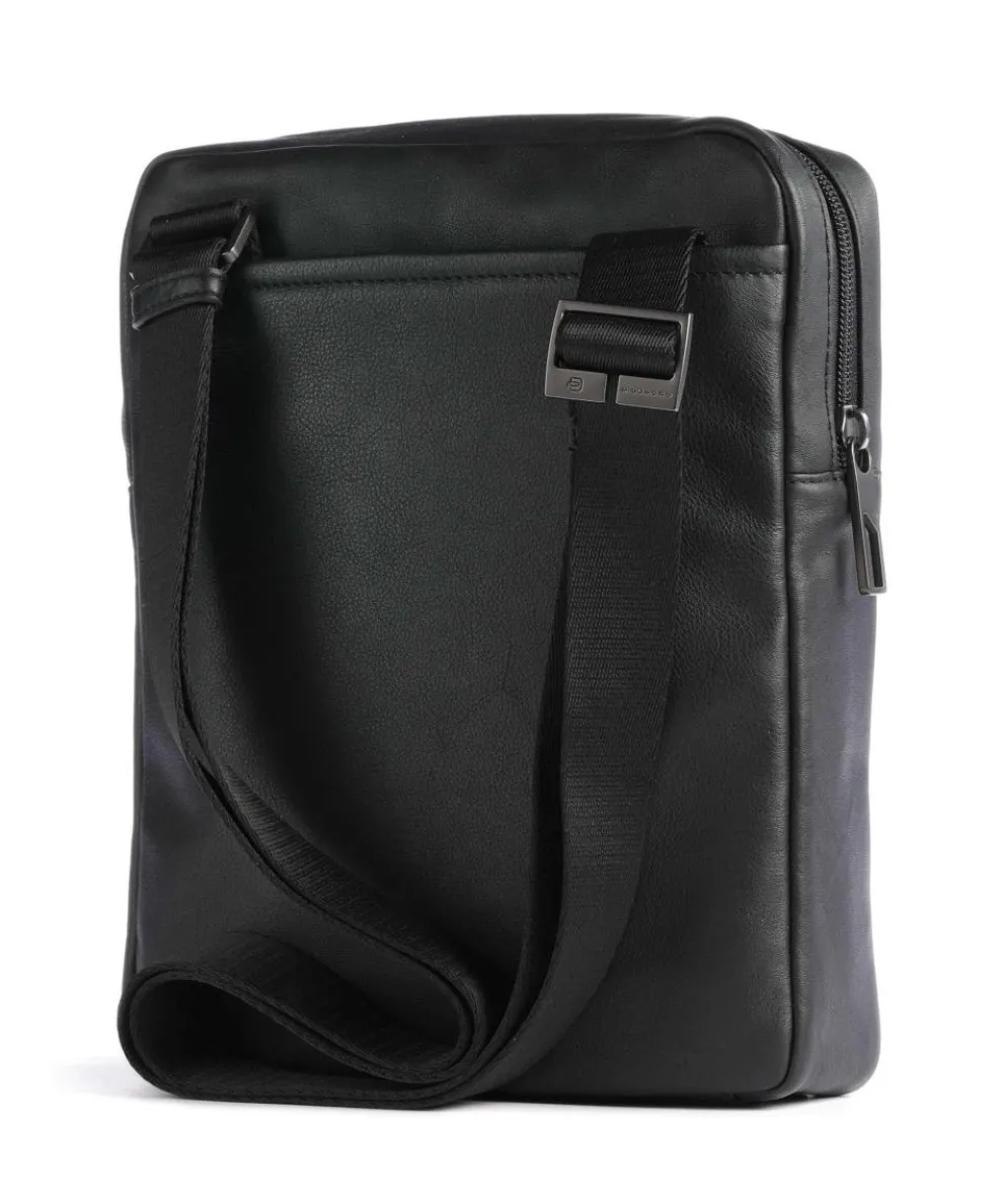 AKRON Umhängetasche 10″ fein genarbtes Rindsleder schwarz