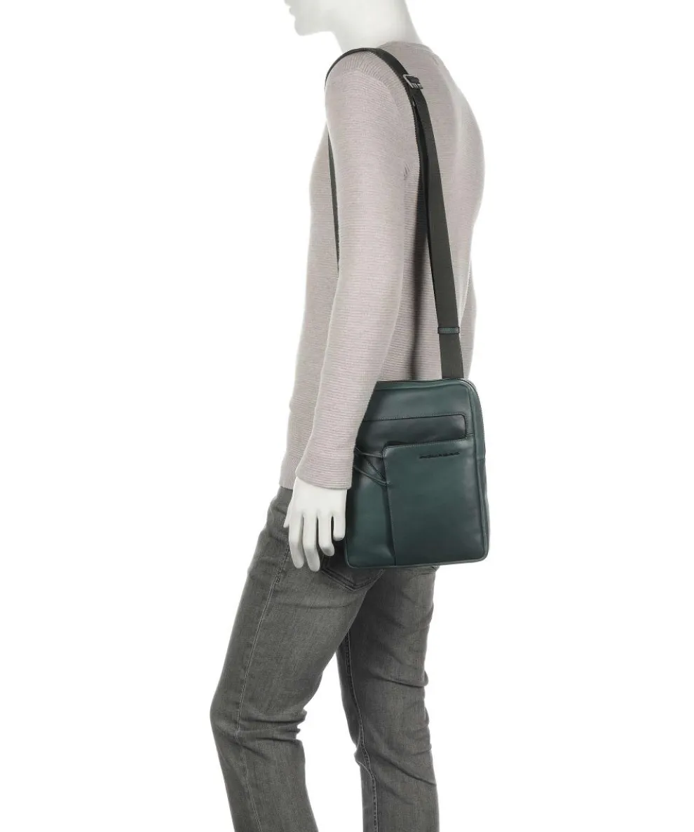 AKRON Umhängetasche 10″ fein genarbtes Leder dunkelgrün