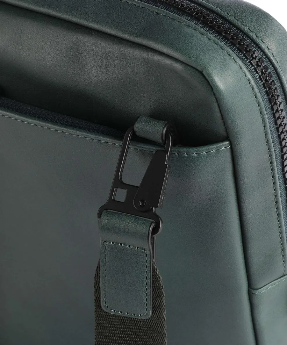 AKRON Umhängetasche 10″ fein genarbtes Leder dunkelgrün