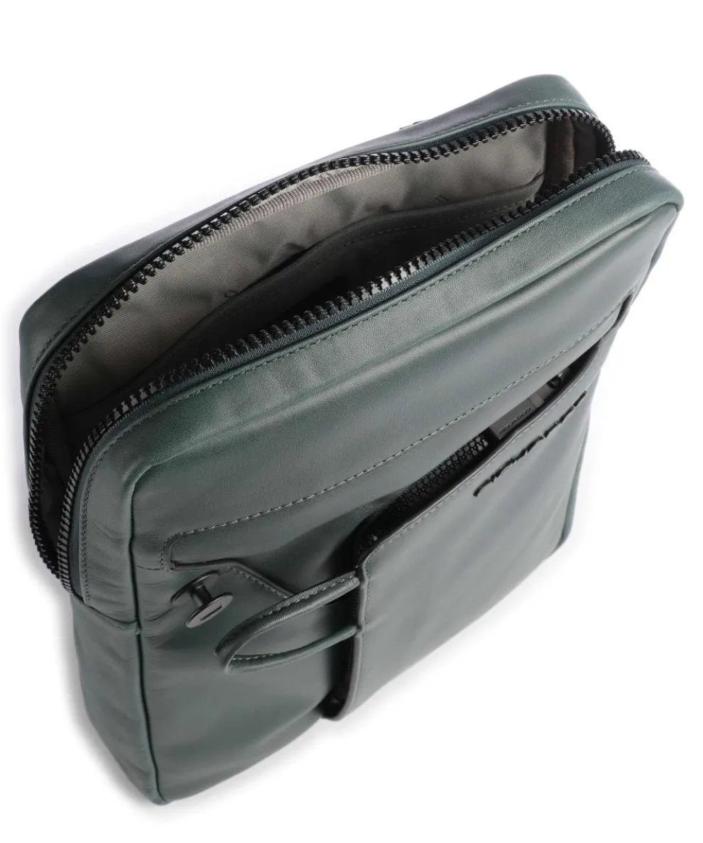 AKRON Umhängetasche 10″ fein genarbtes Leder dunkelgrün