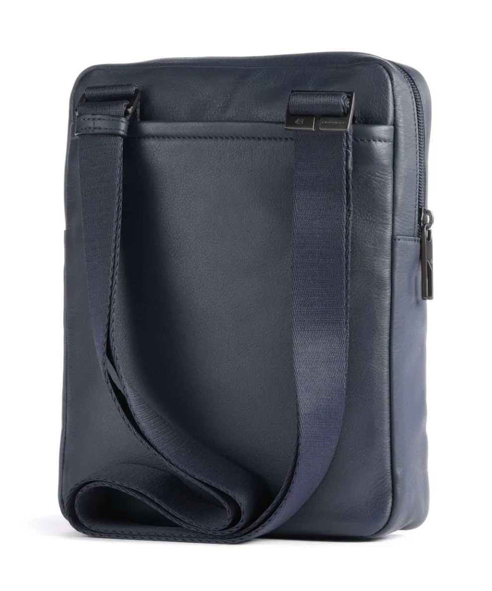 AKRON Umhängetasche 10″ fein genarbtes Rindsleder dunkelblau