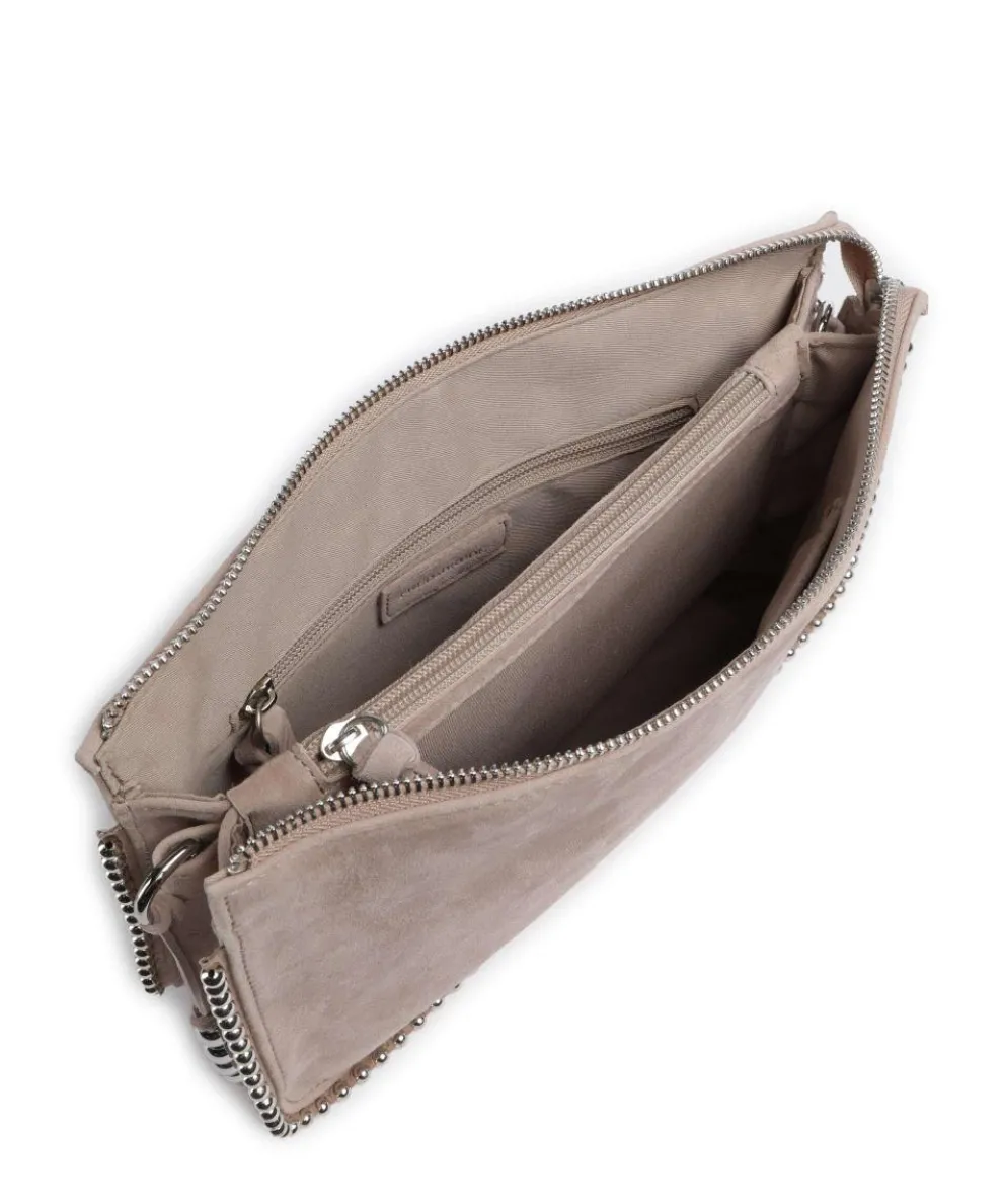 All About Beads Schultertasche aufgerautes Leder nude