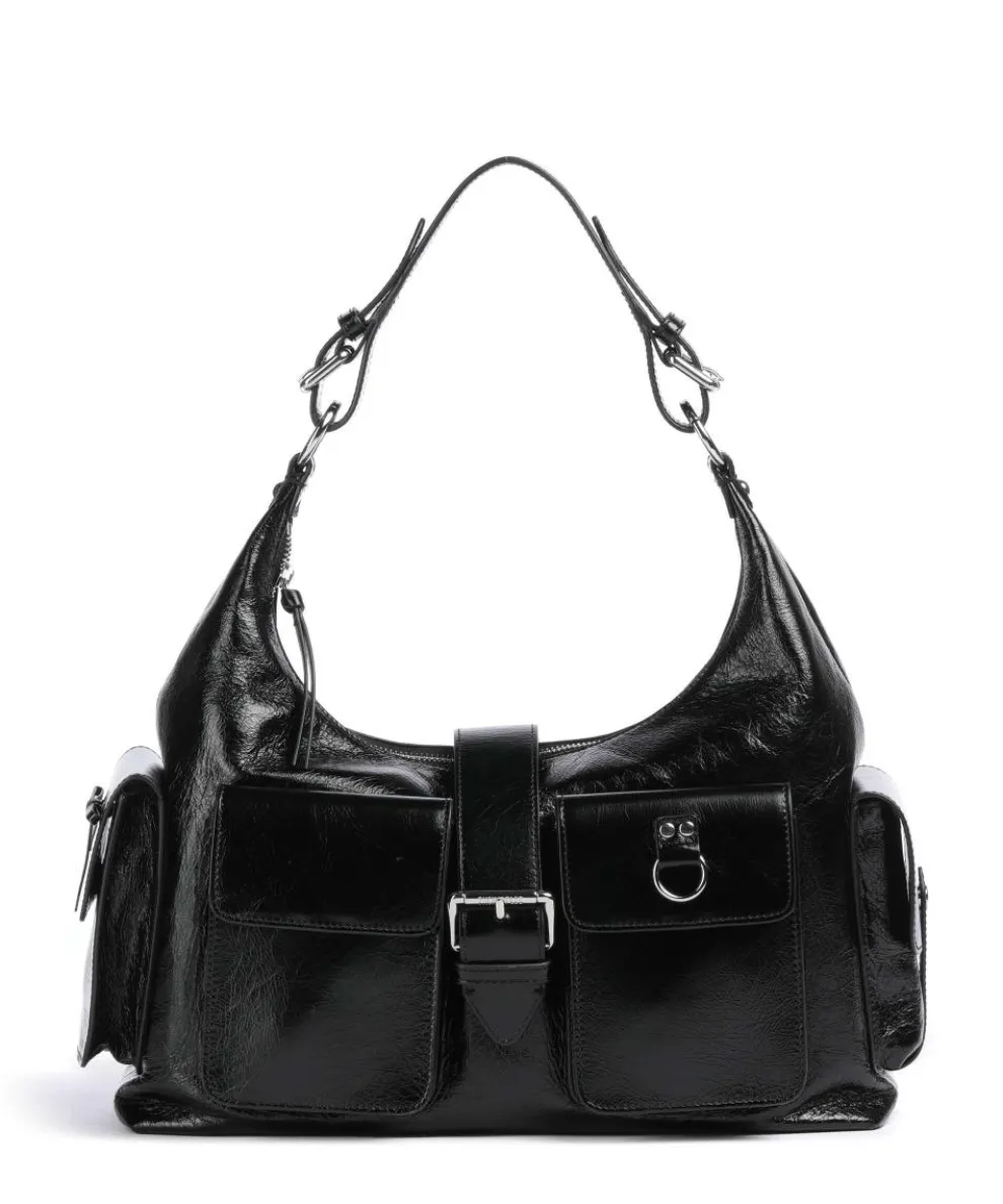 Amelia Large Beuteltasche genarbtes Rindsleder schwarz