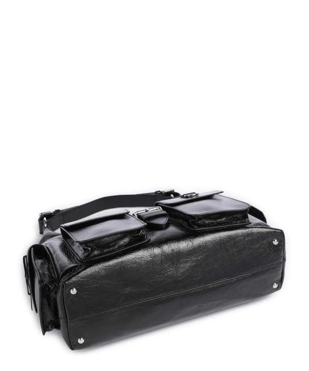 Amelia Large Beuteltasche genarbtes Rindsleder schwarz