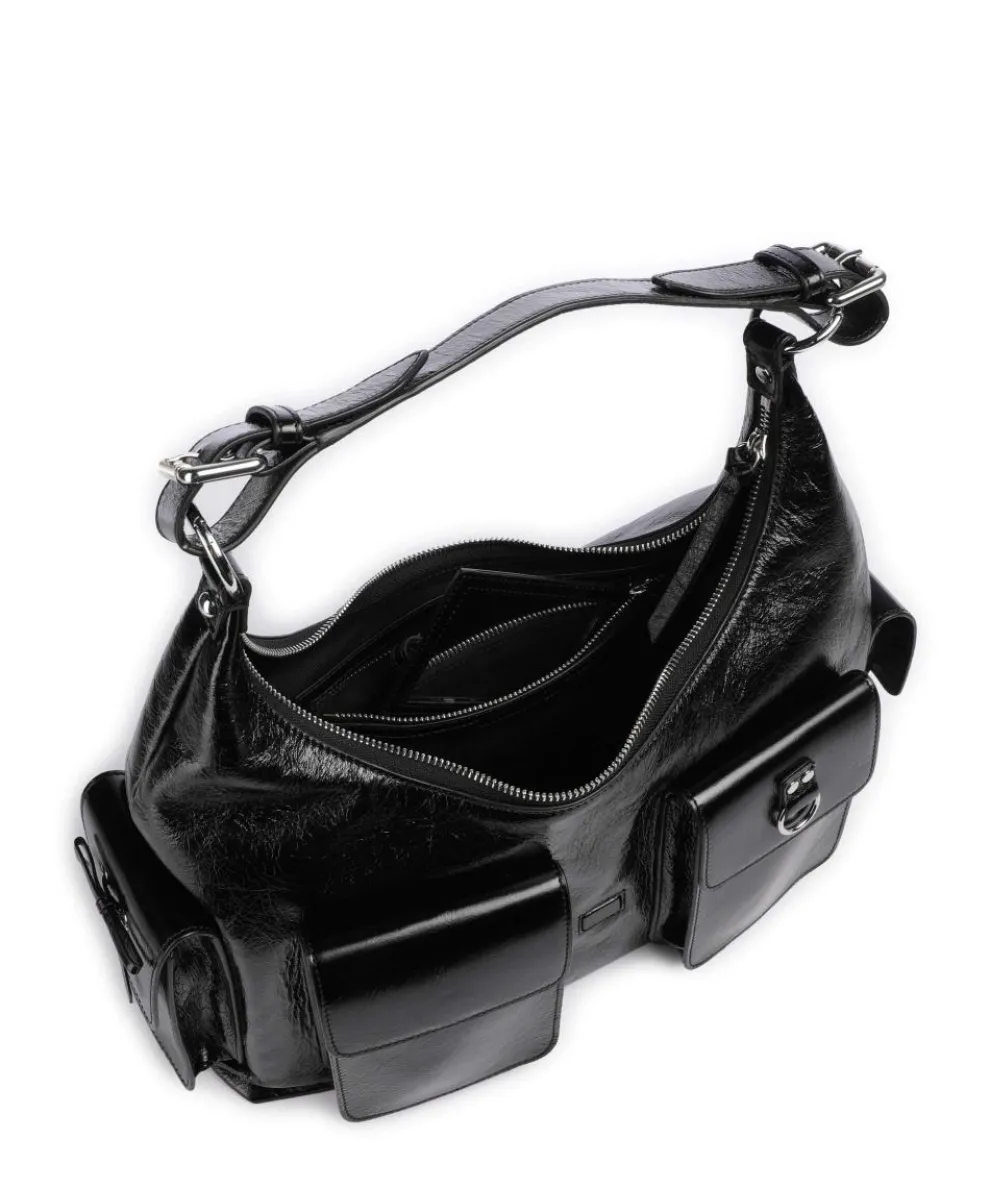 Amelia Large Beuteltasche genarbtes Rindsleder schwarz