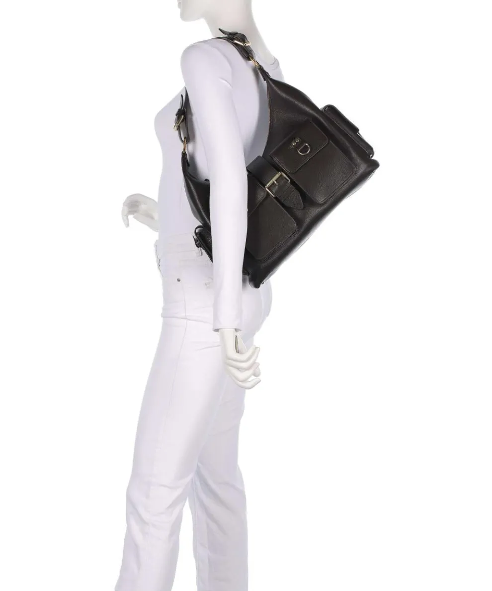 Amelia Large Schultertasche genarbtes Rindsleder dunkelbraun