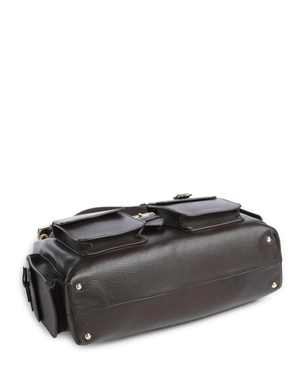 Amelia Large Schultertasche genarbtes Rindsleder dunkelbraun