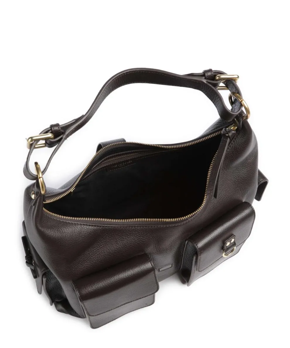 Amelia Large Schultertasche genarbtes Rindsleder dunkelbraun