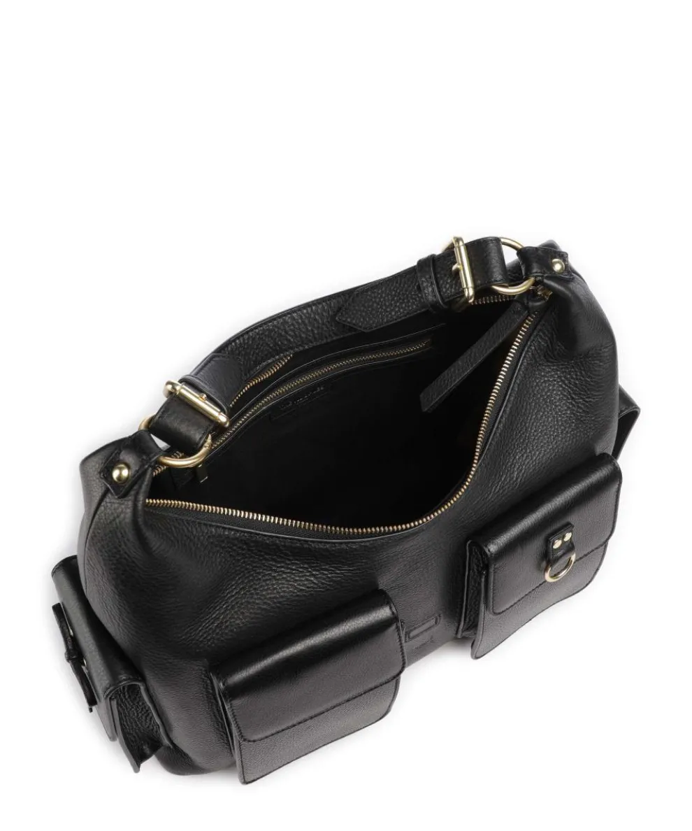 Amelia Large Schultertasche genarbtes Rindsleder schwarz