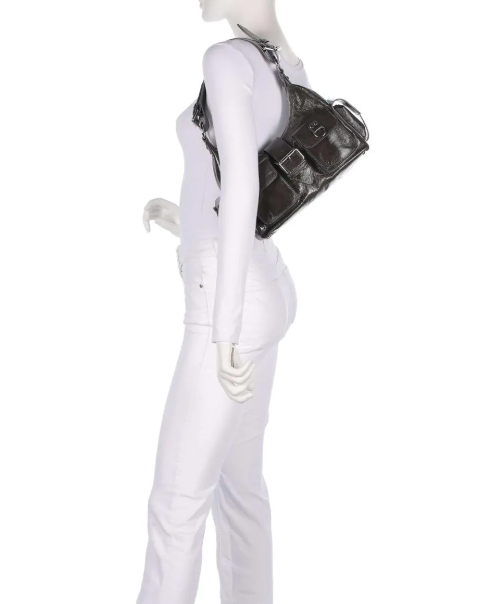 Amelia Schultertasche fein genarbtes Rindsleder dunkelgrau