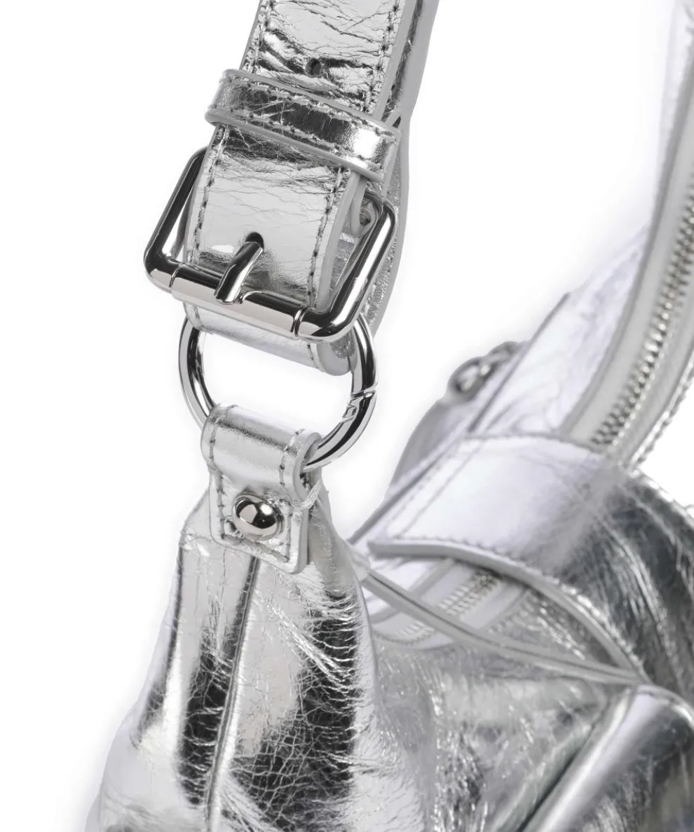 Amelia Schultertasche fein genarbtes Rindsleder silber