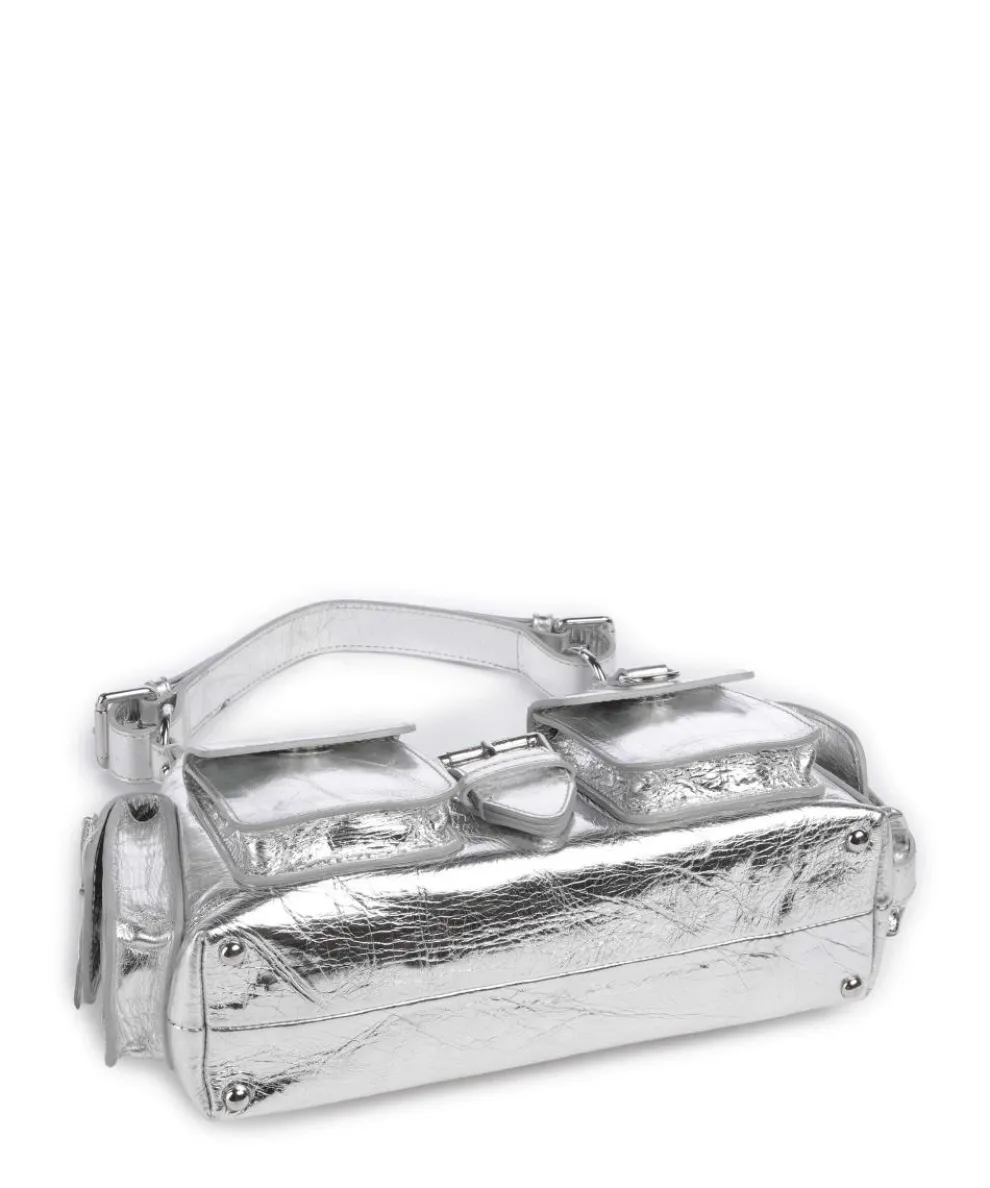 Amelia Schultertasche fein genarbtes Rindsleder silber