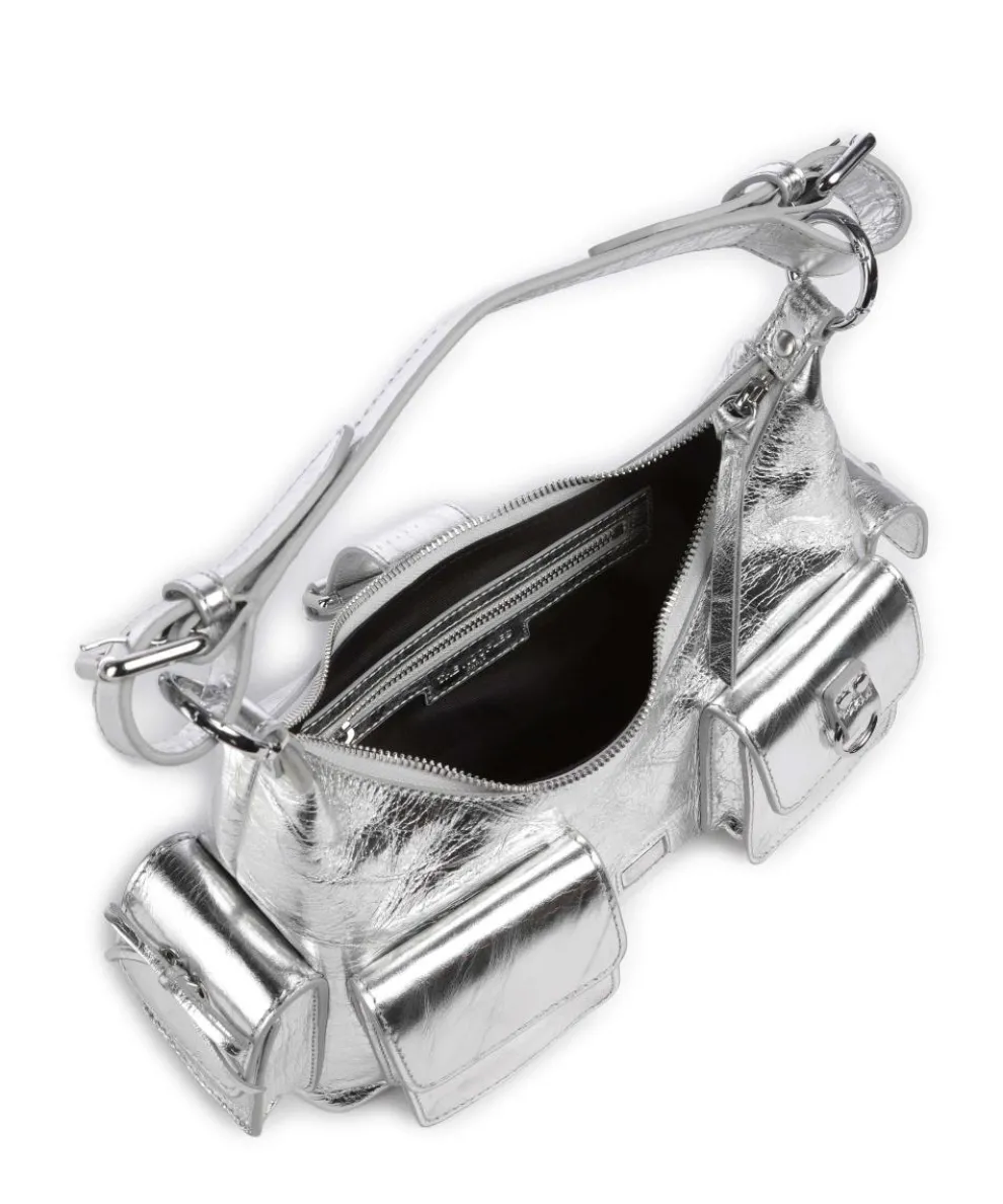 Amelia Schultertasche fein genarbtes Rindsleder silber