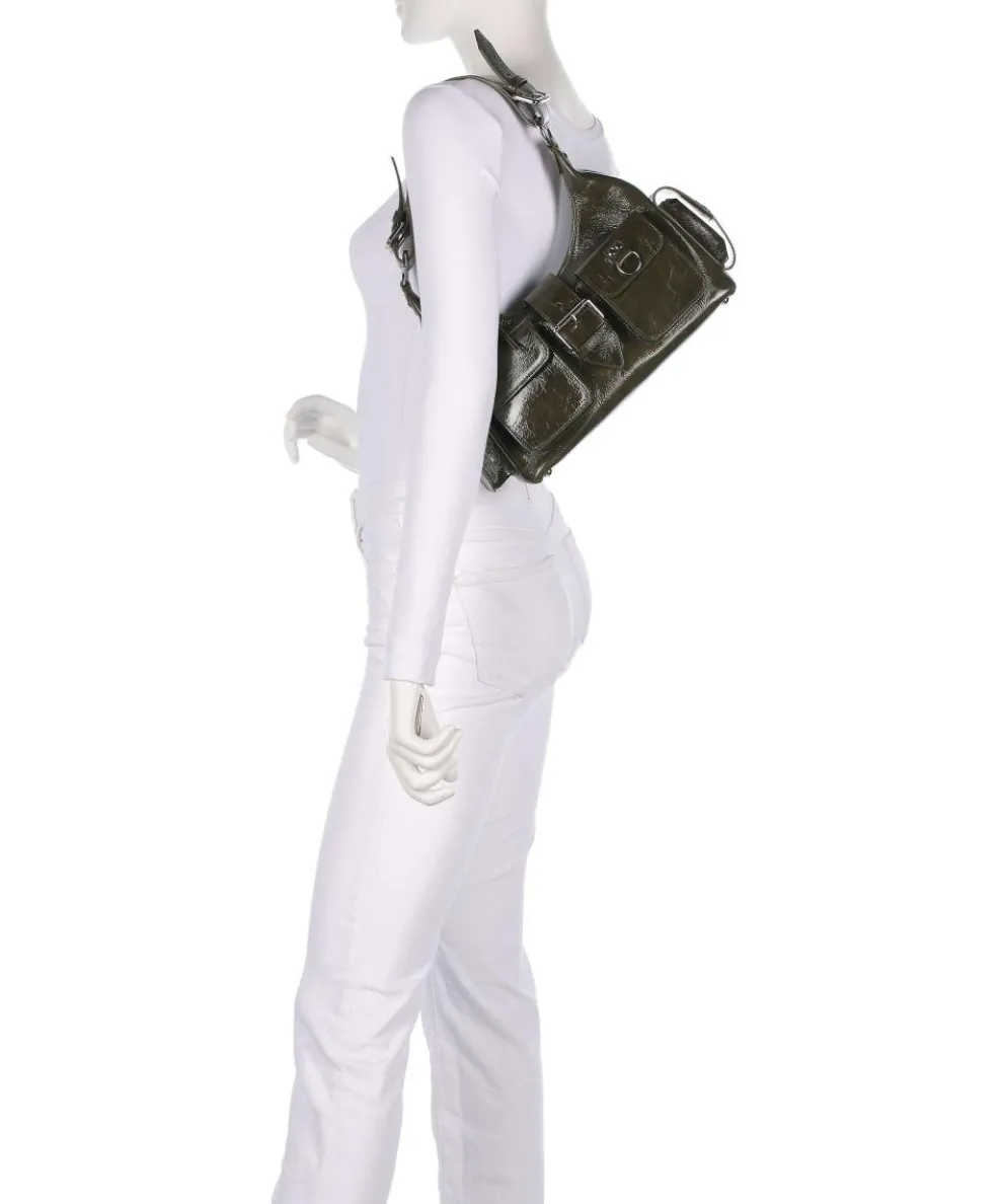 Amelia Schultertasche fein genarbtes Rindsleder khaki