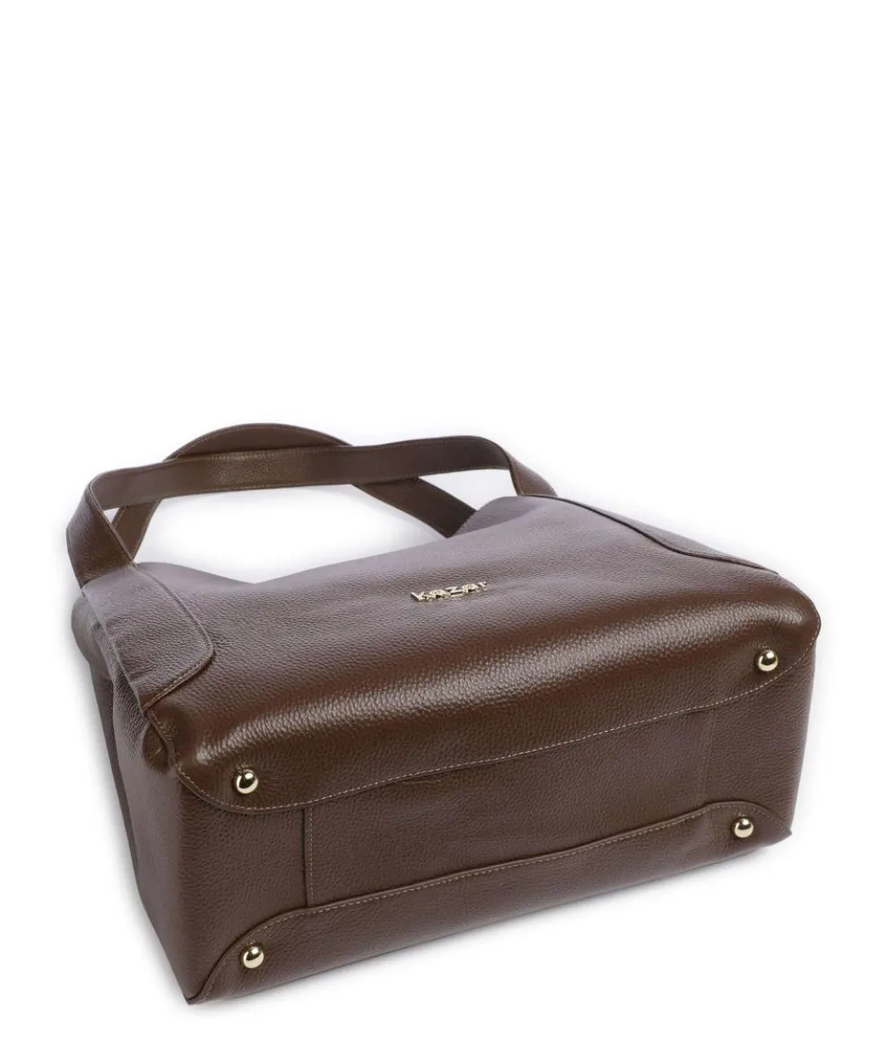 Ange Beuteltasche genarbtes Rindsleder braun